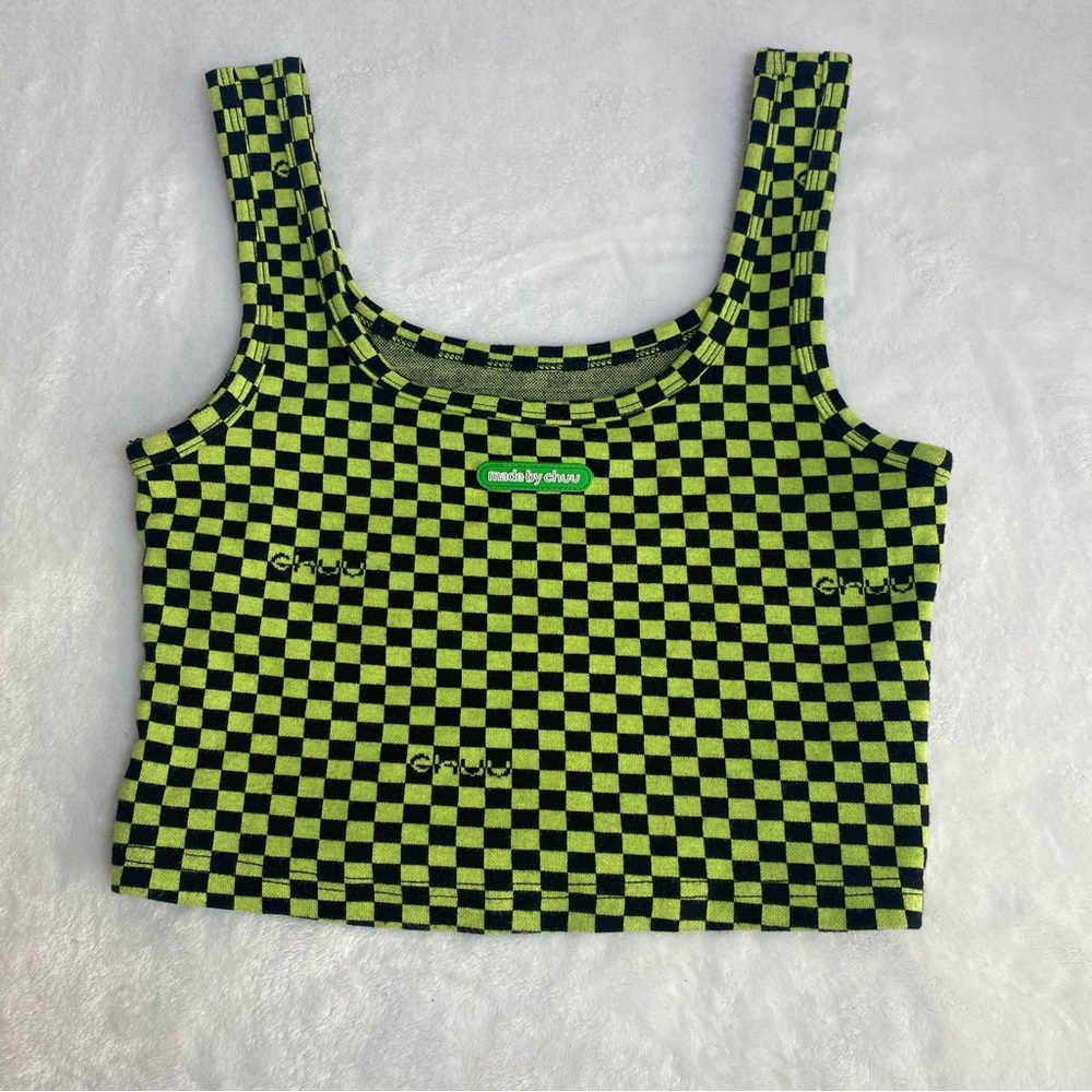 Chuu Green Checkered Crop Top